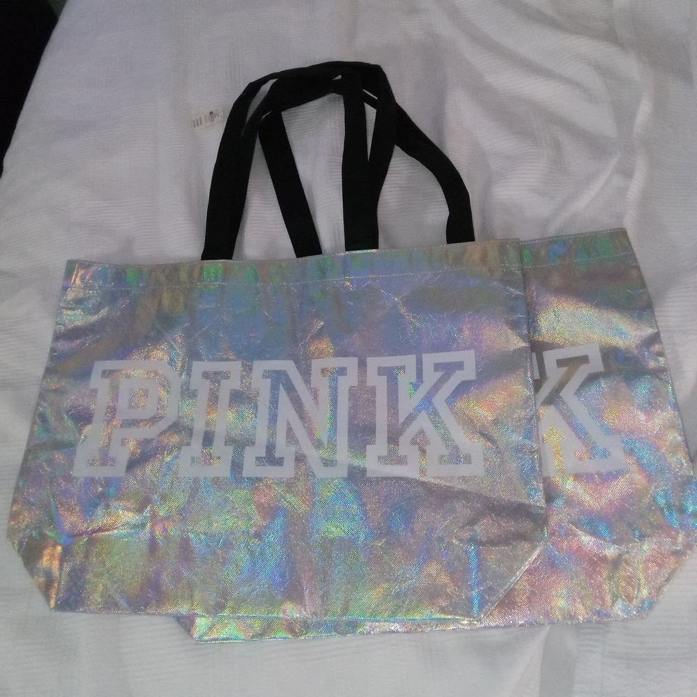 PINK Victoria's Secret Iridescent Tote Bags (2)